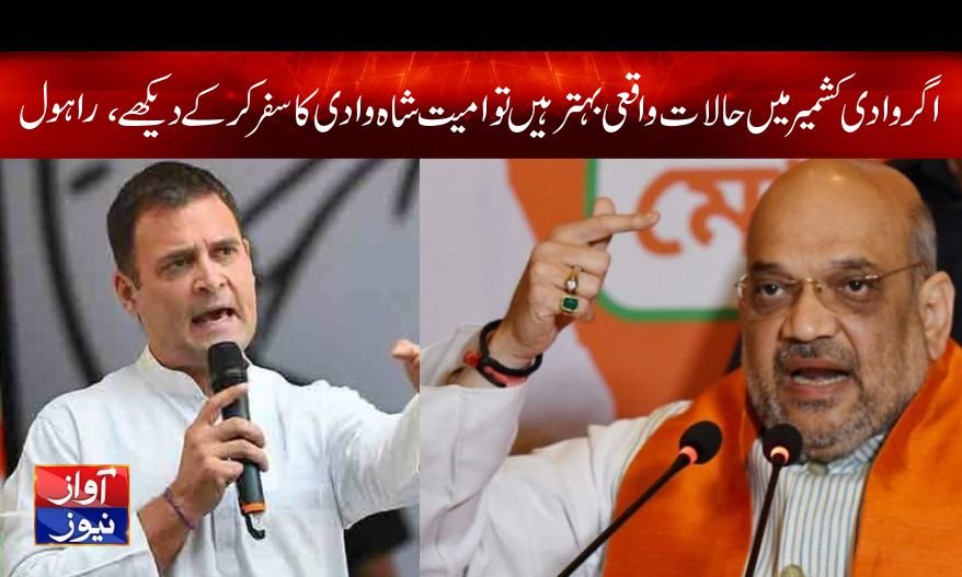 اگر وادی کشمیر میں حالات واقعی بہتر ہیں تو امیت شاہ وادی کا سفر کر کے دیکھے، راہول